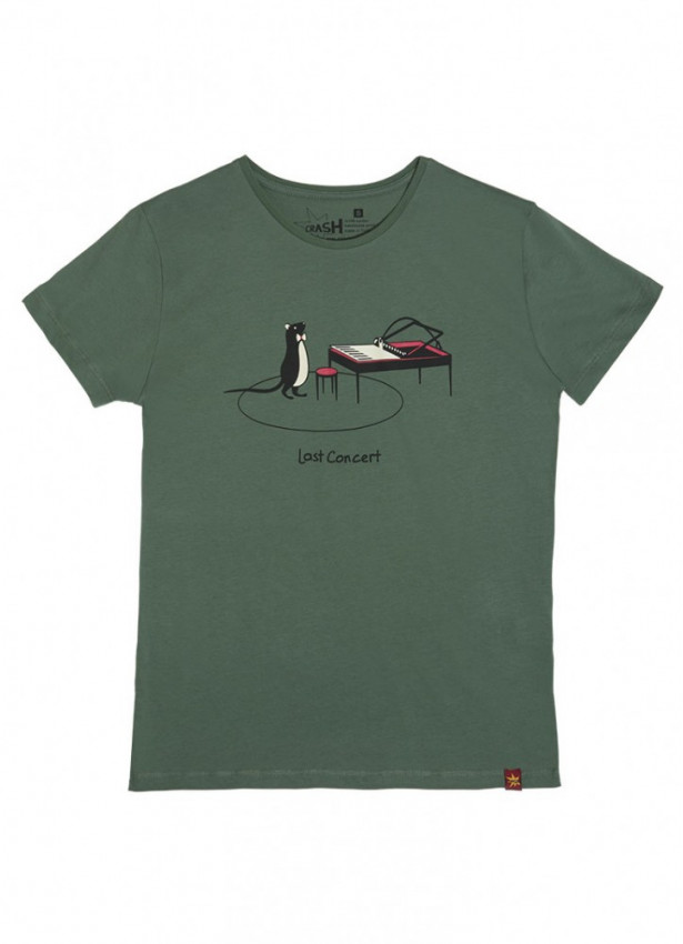 Fare Baskılı Kısa Kollu Yeşil Erkek T-Shirt